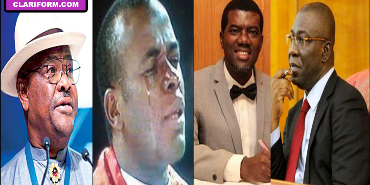Mbaka, Reno, Ekweremadu, Wike: Nigerians who are falling from grace to grass after attacking Peter Obi