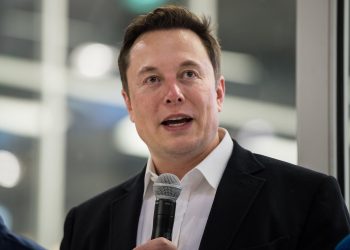 Elon Musk with microphone