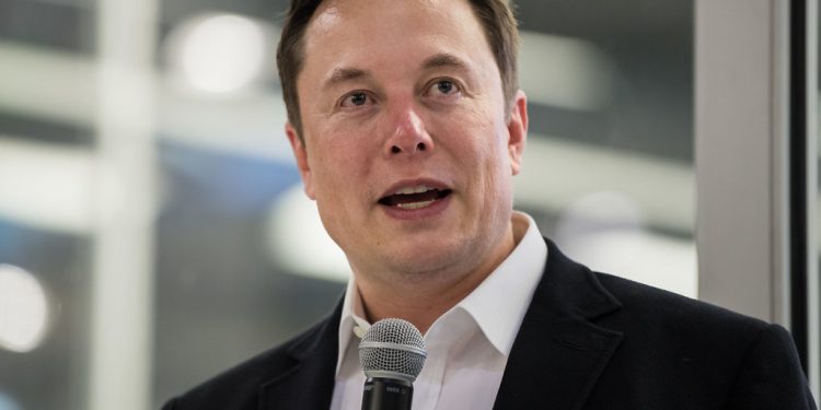 Elon Musk with microphone