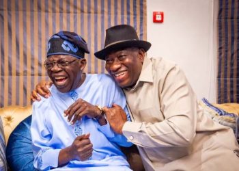 Bola Tinubu left and Goodluck Jonathan right