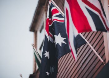 New Zealand flags on building