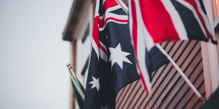 New Zealand flags on building