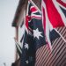 New Zealand flags on building